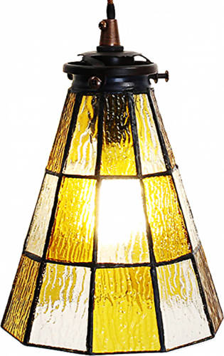 HAES deco - Hanglamp Tiffany Geel, Bruin Ø 15x115 cm E14/max 1x40W