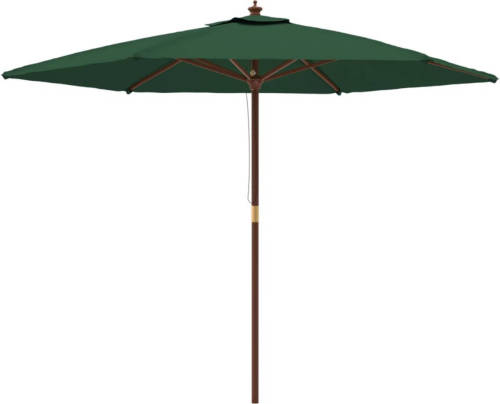 The Living Store Parasol Groen - 299 x 240 cm (ø x H) - Durable polyester - Hardhouten frame - Ventilatierooster