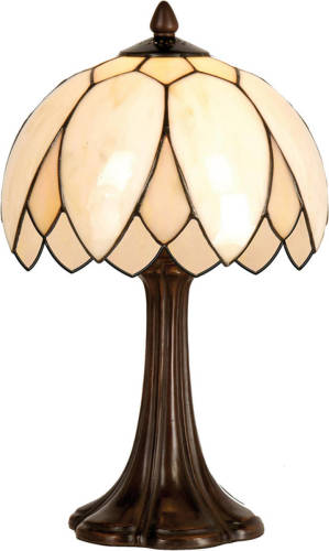 HAES deco - Tiffany Tafellamp Beige, Bruin Ø 25x42 cm Fitting E14 / Lamp max 1x60W