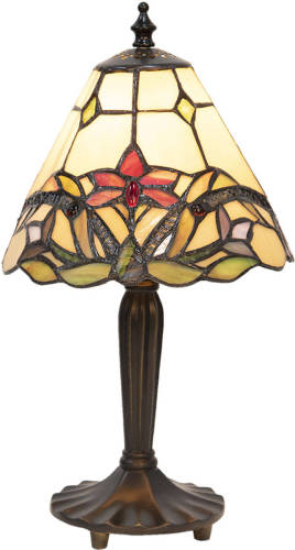 HAES deco - Tiffany Tafellamp Beige, Rood Ø 20x36 cm Fitting E14 / Lamp max 1x40W