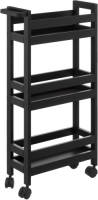 5five Keuken of badkamer trolley 3-laags - zwart - D15 x B40 x H75 cm - mdf hout - met wielen - Opberg trolley