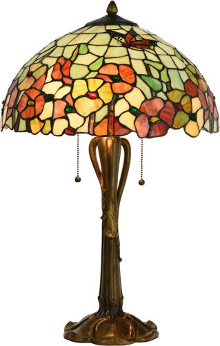 HAES deco - Tiffany Tafellamp Beige, Rood Ø 40x63 cm Fitting E27 / Lamp max 2x60W