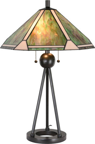 HAES deco - Tiffany Tafellamp Groen, Bruin, Beige Ø 50x73 cm Fitting E27 / Lamp max 2x60W