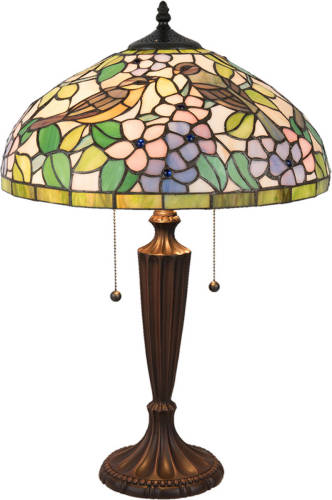 HAES deco - Tiffany Tafellamp Geel, Groen, Roze Ø 41x60 cm Fitting E27 / Lamp max 2x60W