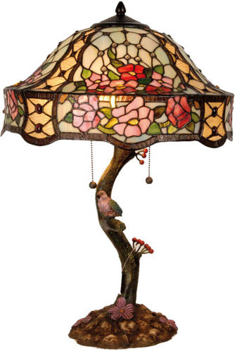 HAES deco - Tiffany Tafellamp Groen, Roze Ø 45x62 cm Fitting E27 / Lamp max 3x60W