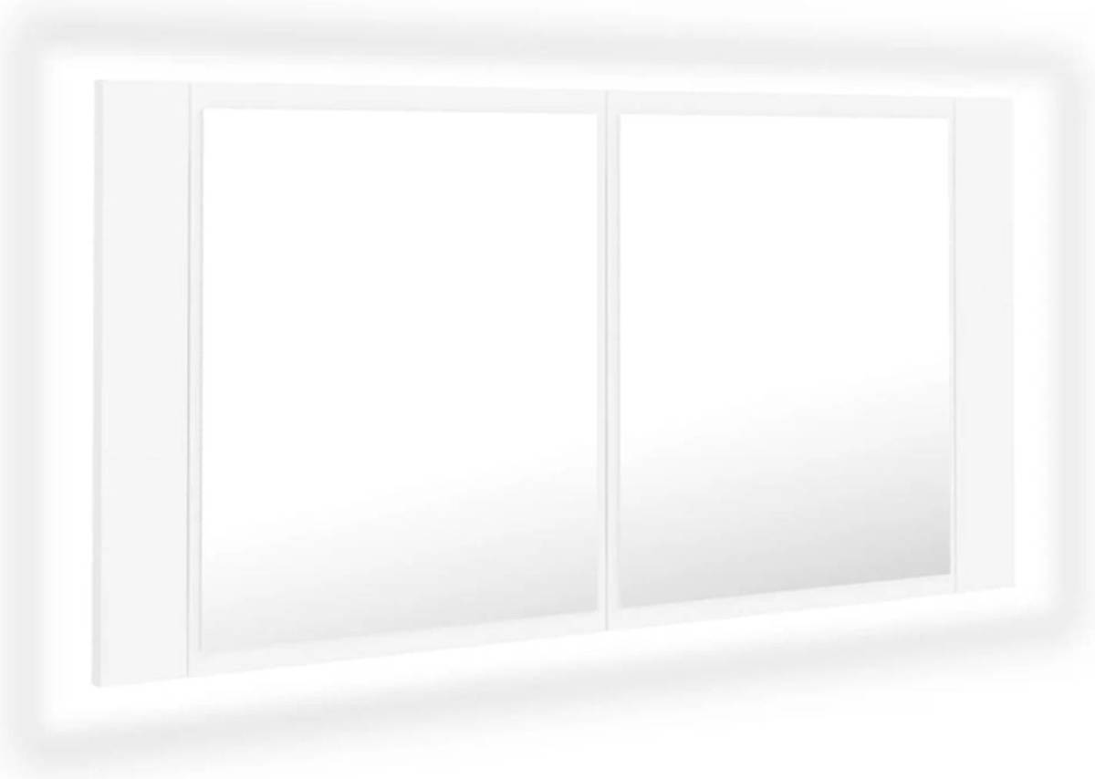 VidaXL Badkamerkast met spiegel en LED 90x12x45 cm acryl wit