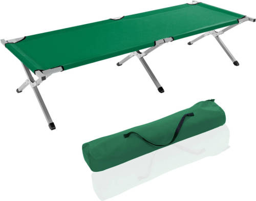 Tresko -XL campingbed- groen- 210cm-veldbed-ligbed- logeerbed- opklapbed -200kg