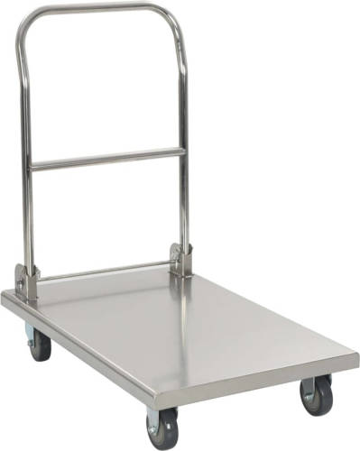 VidaXL Platformwagen 82x53x86 cm roestvrij staal zilverkleurig