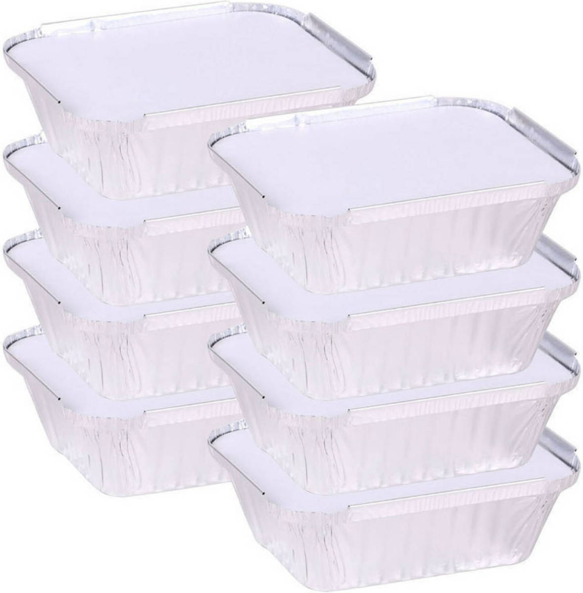 Elite Meal prep bewaar bakjes - Aluminium - 8x - 15 x 12 x 4 cm - met deksel - Vershoudbakjes