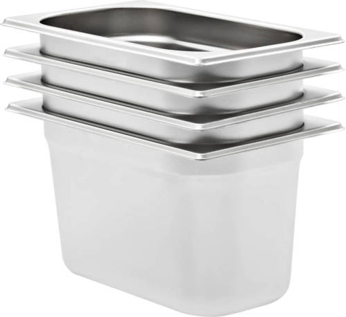 VidaXL Gastronormbakken 4 st GN 1/4 150 mm roestvrij staal
