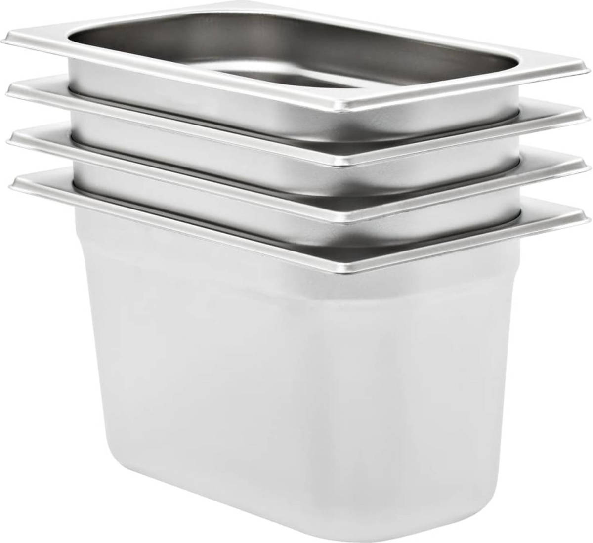 VidaXL Gastronormbakken 4 st GN 1/4 150 mm roestvrij staal