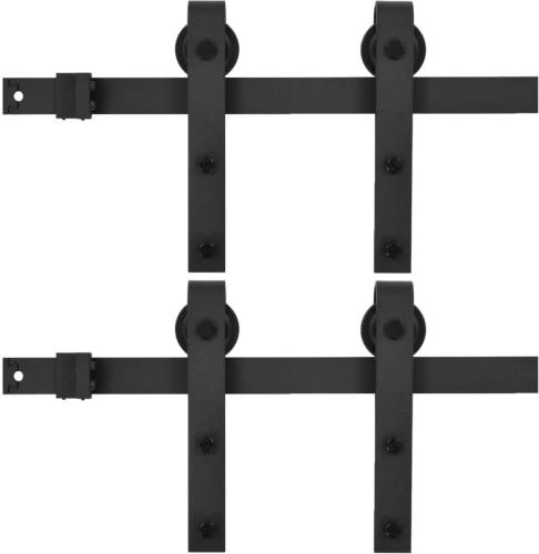VidaXL Hardwaresets voor schuifdeuren 2 st 183 cm staal zwart
