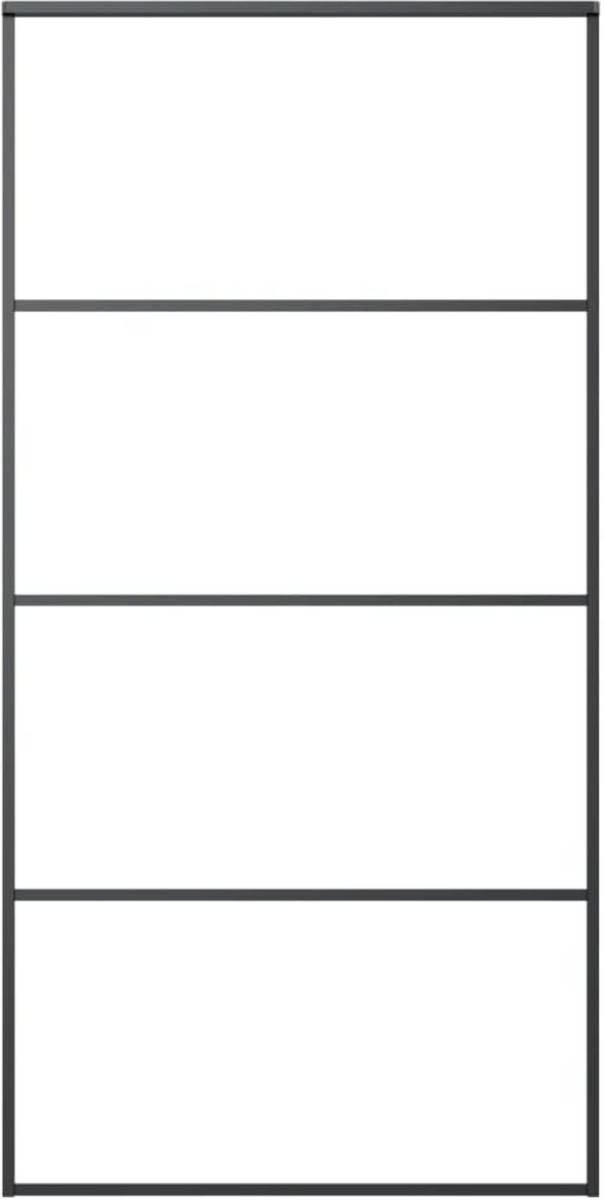 VidaXL Schuifdeur 102,5x205 cm mat ESG-glas en aluminium zwart