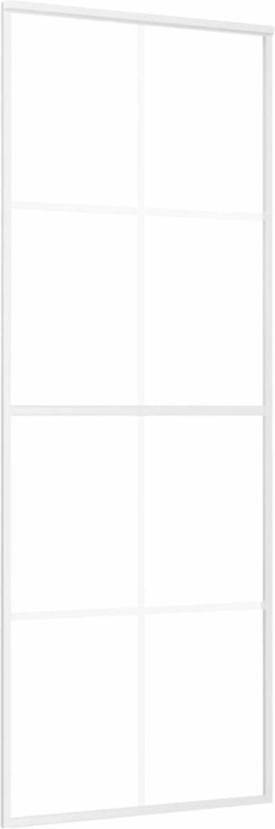 VidaXL Schuifdeur 76x205 cm ESG-glas en aluminium wit