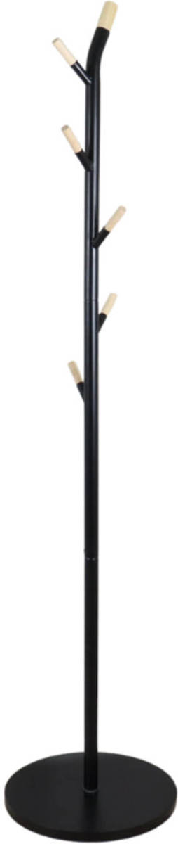 MISOU Kapstok Staand - 6 Haken - Zwart - 175,5x40cm - Hout