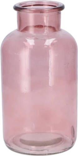DK Design Bloemenvaas melkbus fles - helder glas oudroze - D10 x H20 cm - Vazen