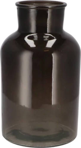 DK Design Bloemenvaas melkbus fles - helder glas zwart - D17 x H30 cm - Vazen