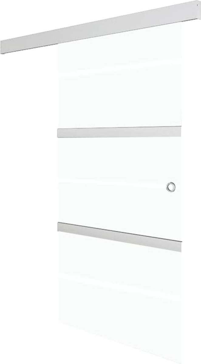 VidaXL Schuifdeur 76x205 cm ESG-glas en aluminium zilverkleurig