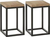 Mica Decorations Bijzettafel - 2x - hout - metalen poten - H42 x 25 cm - Bijzettafels