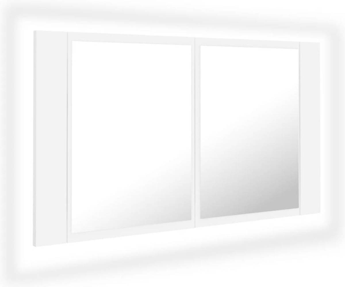 VidaXL Badkamerkast met spiegel en LED 80x12x45 cm acryl wit