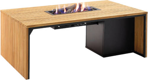 Cosi Cosibridge vuurtafel 140x80 cm. - Black/Teak - Incl. gratis glasset