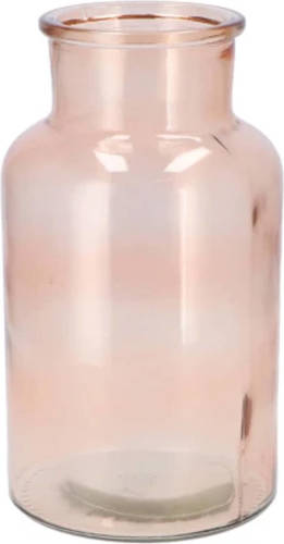 DK Design Bloemenvaas melkbus fles - helder glas zachtroze - D15 x H26 cm - Vazen