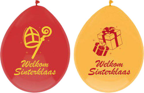 Haza Original Welkom Sinterklaas ballonnen - 6x - geel/rood - Ballonnen