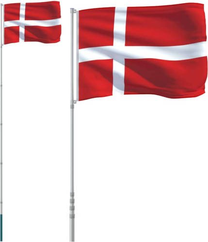 VidaXL Vlag met vlaggenmast Denemarken 5,55 m aluminium