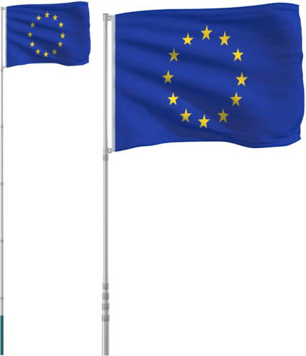 VidaXL Vlag met vlaggenmast Europa 5,55 m aluminium