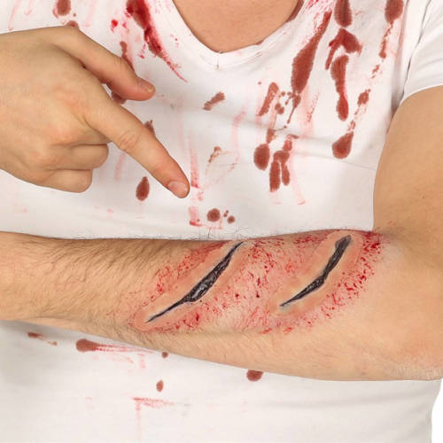 Fiestas Guirca Fiestas Halloween nep wonden - littekens - 4x - bloed - Horror thema - verkleed accessoires - Verkleed tatoeages