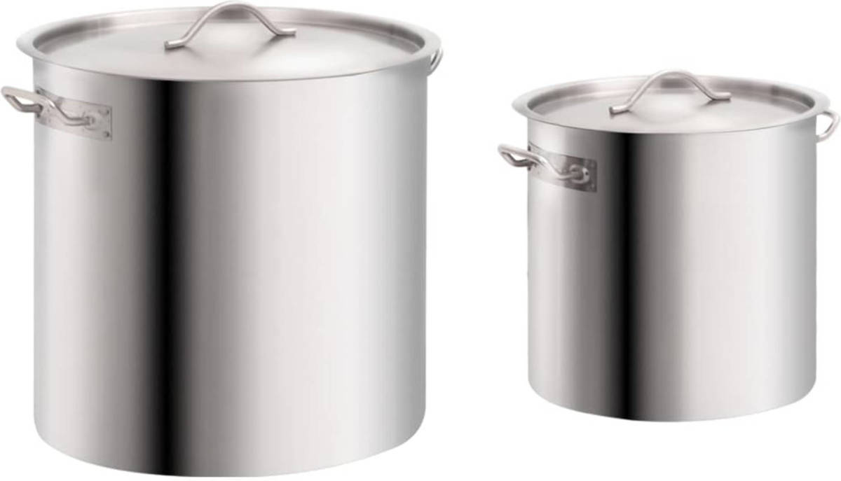 VidaXL 2-delige Kookpannenset 71/36 L roestvrij staal