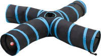 VidaXL Kattentunnel 4-voudig 25 cm polyester zwart en blauw
