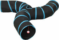 VidaXL Kattentunnel 3-voudig 25 cm polyester zwart en blauw