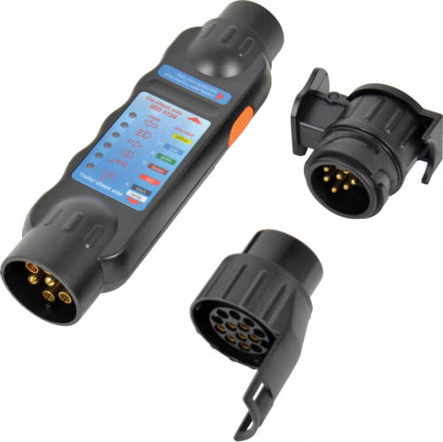 Carpoint stekkertester met 2 -adapters 7/13-polig 12 Volt zwart