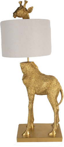 Clayre & Eef Tafellamp Giraf 39x30x85 cm Goudkleurig Kunststof Bureaulamp Goudkleurig Bureaulamp