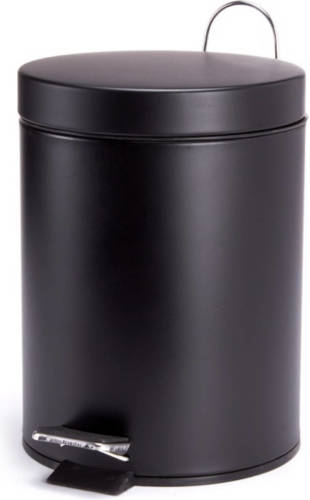 Spirella MSV Prullenbak/pedaalemmer - metaal - zwart - 3 liter - 17 x 25 cm - Badkamer/toilet - Pedaalemmers