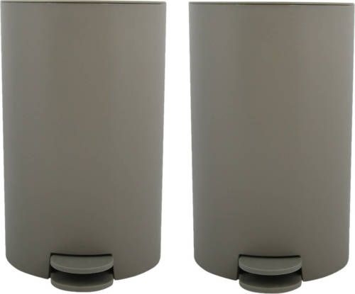 Spirella MSV kleine pedaalemmer - 2x - kunststof - taupe - 3L - 15 x 27 cm - Badkamer/toilet - Pedaalemmers