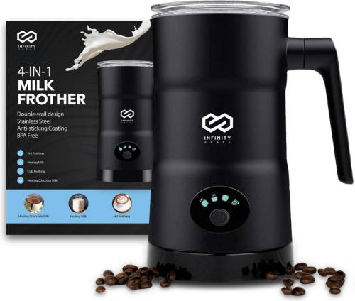 Infinity Goods 4-in-1 Elektrische Melkopschuimer - 350 ml - Opschuimen en verwarmen - Cappuccino - Vaatwasserbestendig