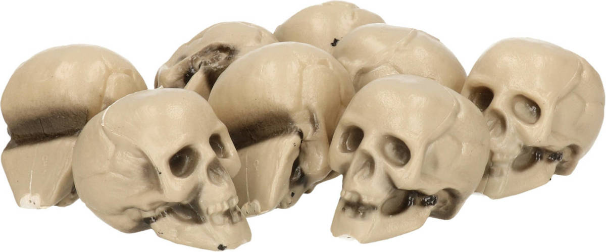 Chaks Halloween/Horror schedels/doodshoofdjes - 8x - wit - H4 cm - kunststof - Halloween poppen