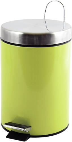 Spirella MSV Prullenbak/pedaalemmer - metaal - appelgroen - 3 liter - 17 x 25 cm - Badkamer/toilet - Pedaalemmers