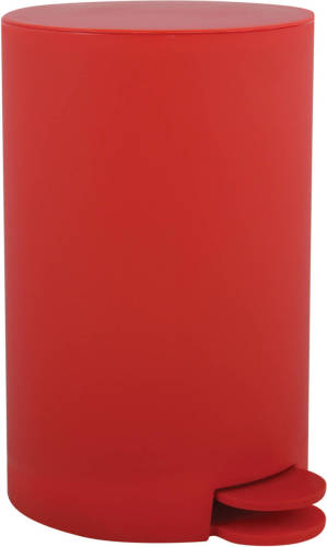 Spirella MSV kleine pedaalemmer - kunststof - rood - 3L - 15 x 27 cm - Badkamer/toilet - Pedaalemmers