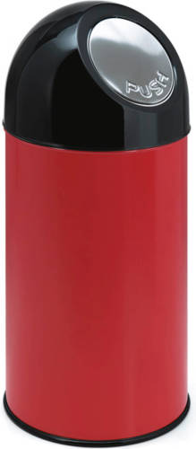 V-Part - Afvalbak met pushdeksel 40 ltr - Steel Plastic - rood, zwart