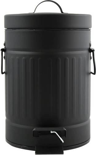 Spirella MSV Prullenbak/pedaalemmer - Industrial - metaal - zwart - 3L - 17 x 26 cm - Badkamer/toilet - Pedaalemmers