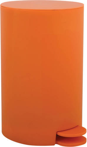 Spirella MSV kleine pedaalemmer - kunststof - oranje - 3L - 15 x 27 cm - Badkamer/toilet - Pedaalemmers