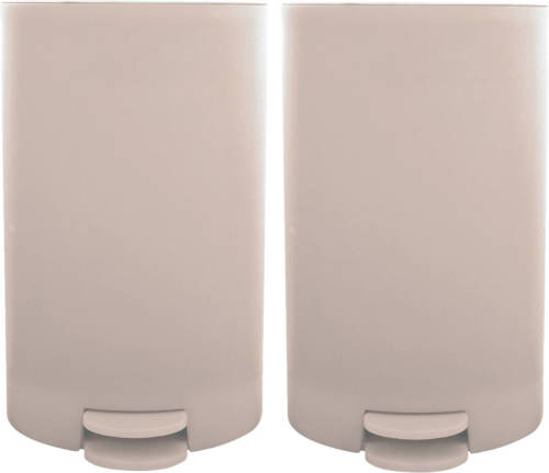 Spirella MSV kleine pedaalemmer - 2x - kunststof - beige - 3L - 15 x 27 cm - Badkamer/toilet - Pedaalemmers