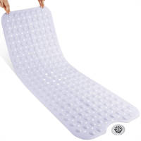 Avalo Badmat / Antislipmat Douche - 100x40CM - Wit - Met Zuignappen - Douchemat Antislip voor Douche - Badkamermat