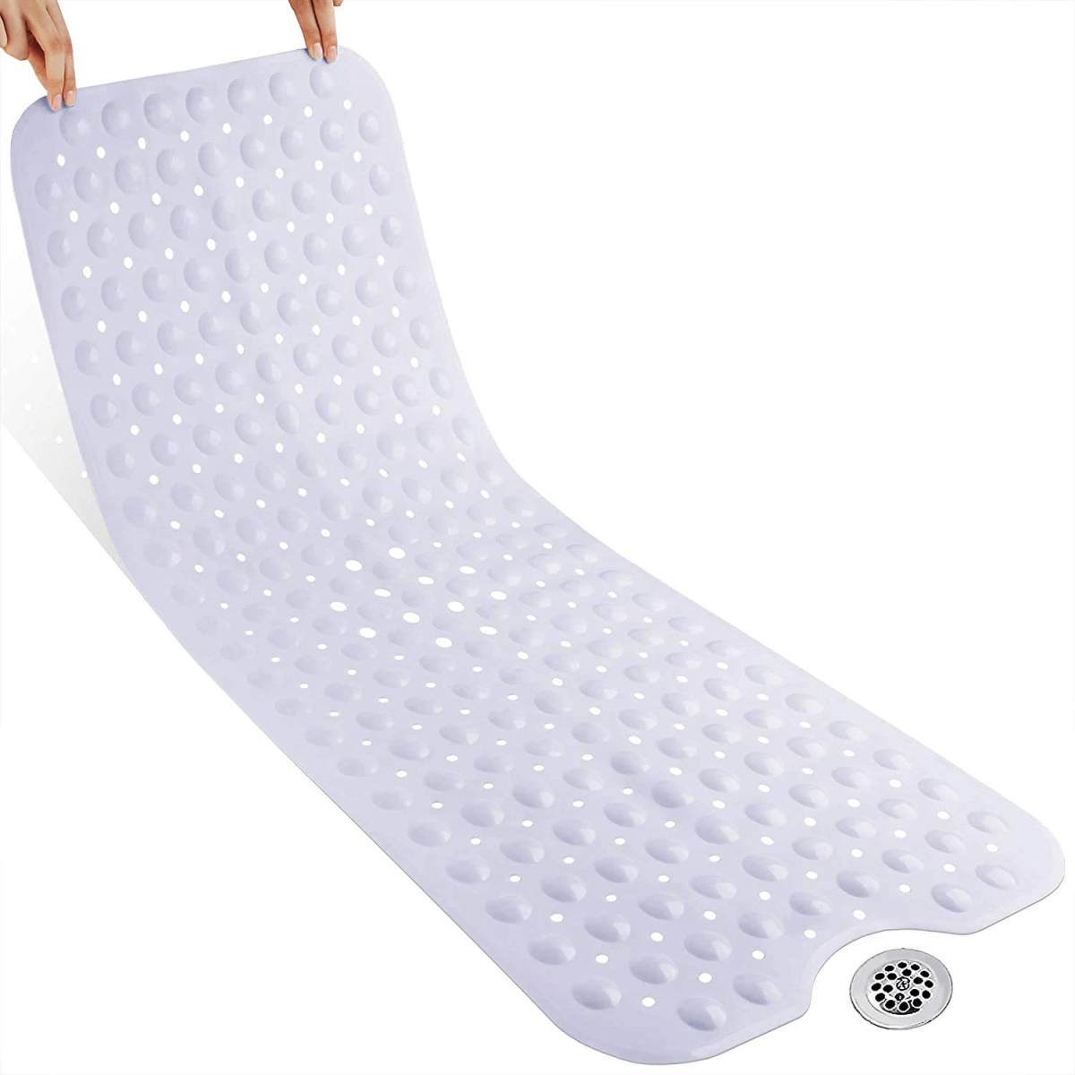 Avalo Badmat / Antislipmat Douche - 100x40CM - Wit - Met Zuignappen - Douchemat Antislip voor Douche - Badkamermat