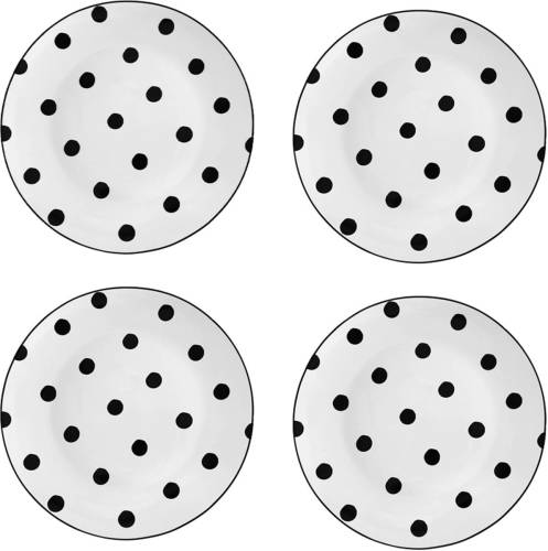HAES deco - Dinerborden set van 4 - Formaat Ø 26x2 cm - Porselein - Big Dots
