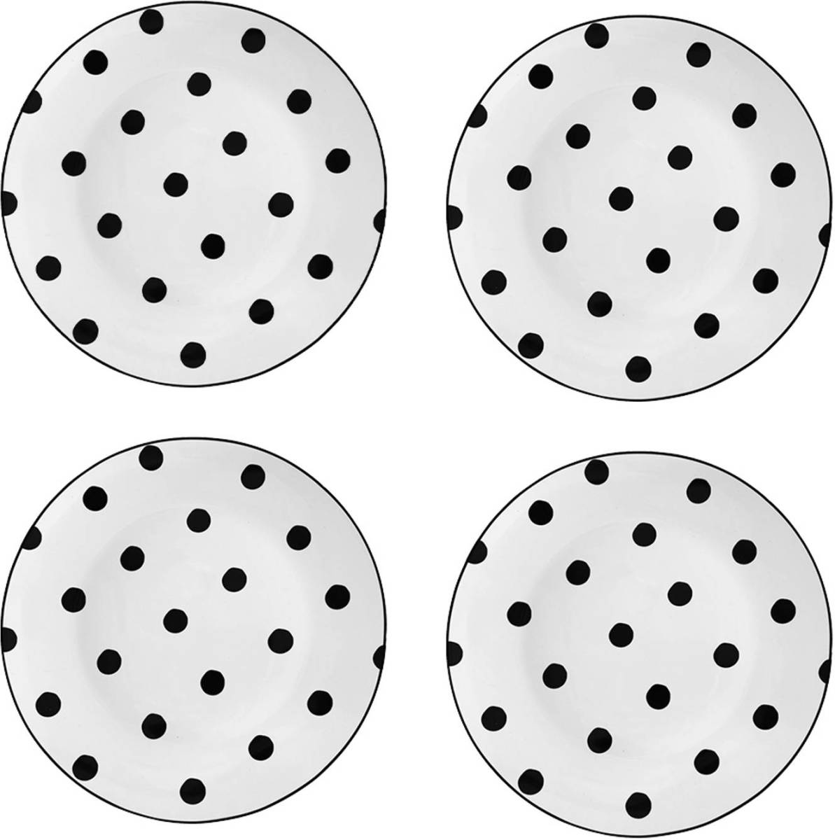 HAES deco - Dinerborden set van 4 - Formaat Ø 26x2 cm - Porselein - Big Dots