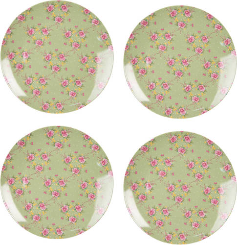 HAES deco - Dinerborden set van 4 - Formaat Ø 26x2 cm - Porselein - Cheerful Birdie